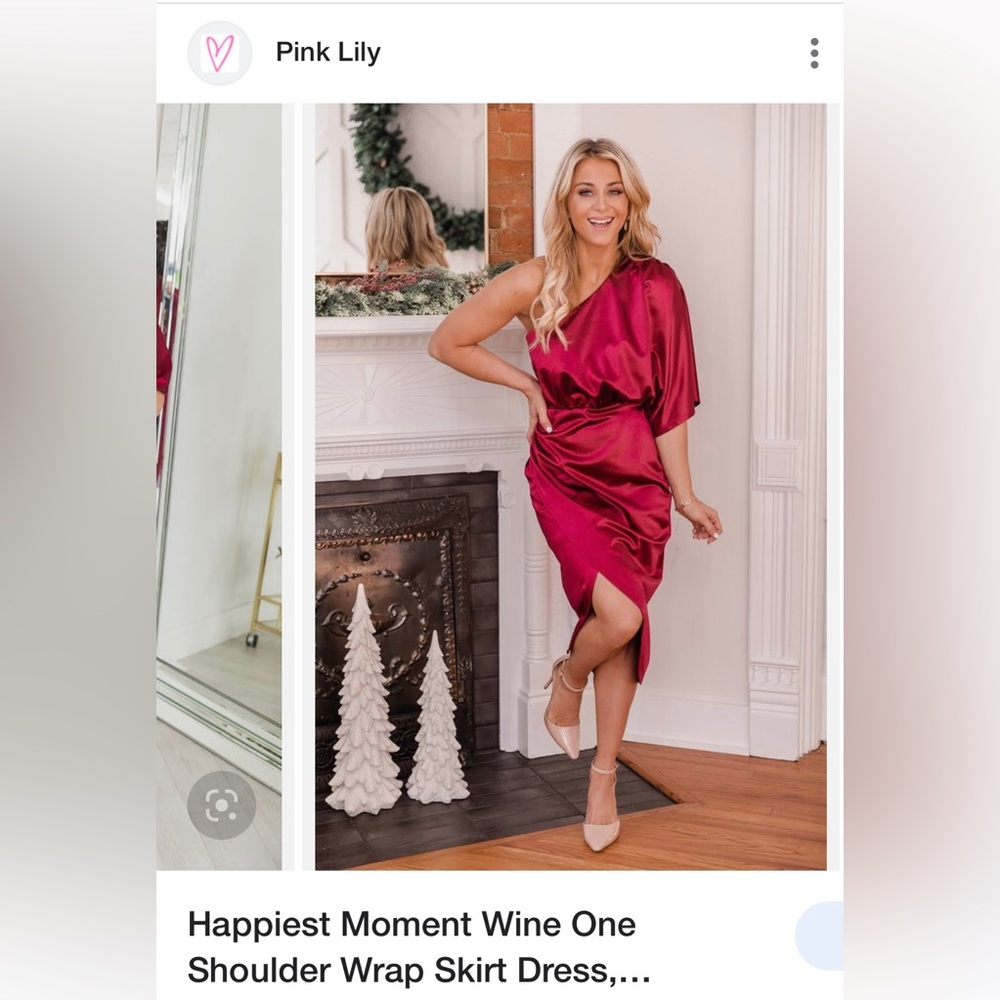 NWT- Pink Lily - Happiest Moment one shoulder wrap skirt dress in Wine